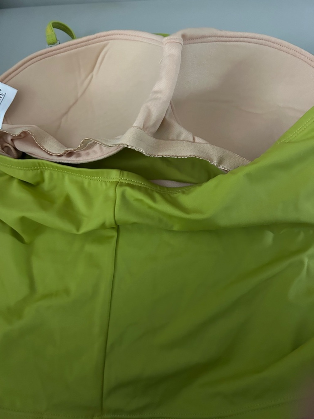 Newport News NWT Chartreuse Two-Piece Swim Set with Embellished Top - Picture 4 of 7